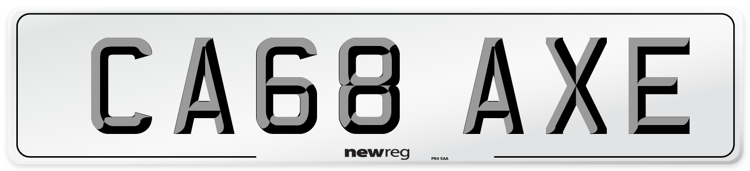 CA68 AXE Number Plate from New Reg